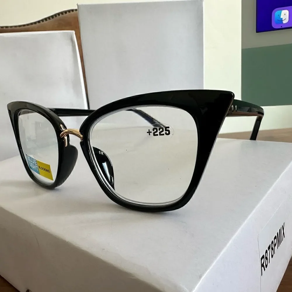 💼 Readers with Blue Light Protect. Black Plastic Frames Contemporary Cat Eye